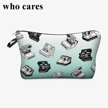 

Cameras 3D Printing women cosmetic bag Fashion New makeup bag pouch pencil case trousse de maquillage neceser para mujer