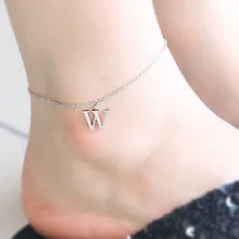 Solid Silver Custom Letter Anklet Personalized Any Initial Anklets Fashion Women Jewelry BFF Gift