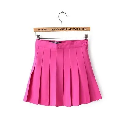Harajuku женский элегантный дизайн высокая талия плиссированные мини юбки бальное платье трапециевидной формы панк-юбка XS-XXL японский Kawaii школьная форма - Цвет: Розово-красный