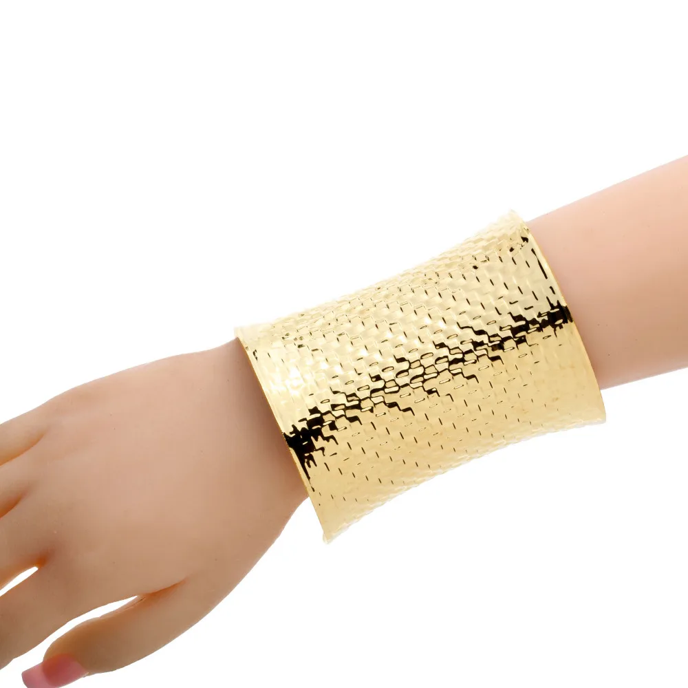 Yazilind Wide Hammered Cuff Bracelet Retro Women Jewelryb116 Bangles