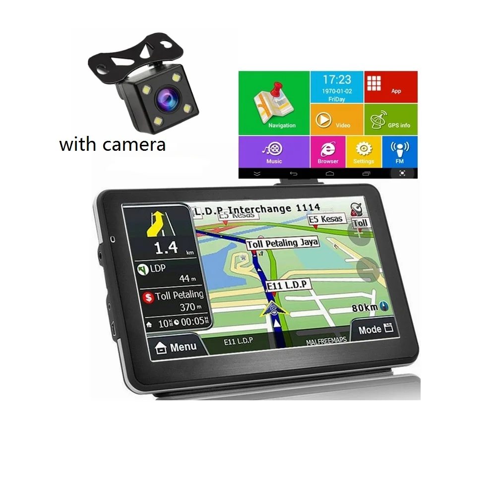 Car GPS Navigation Sat Na AV-IN Bluetooth WIFI FM Transmitter Bundle Free Maps Android Quad Core 16GB 5 7 Inch gps navigator multimedia navigation