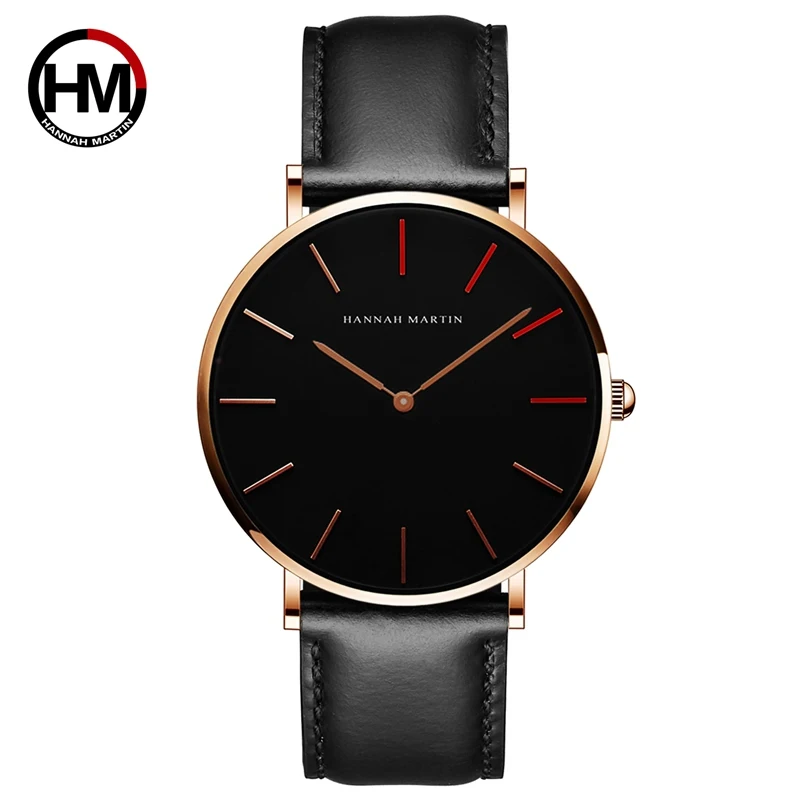 Ханна Мартин 6,9 мм ультра-тонкий циферблат Для мужчин s кожа часы 2018 Элитный бренд кварцевые часы Для мужчин часы наручные часы relogio Masculino