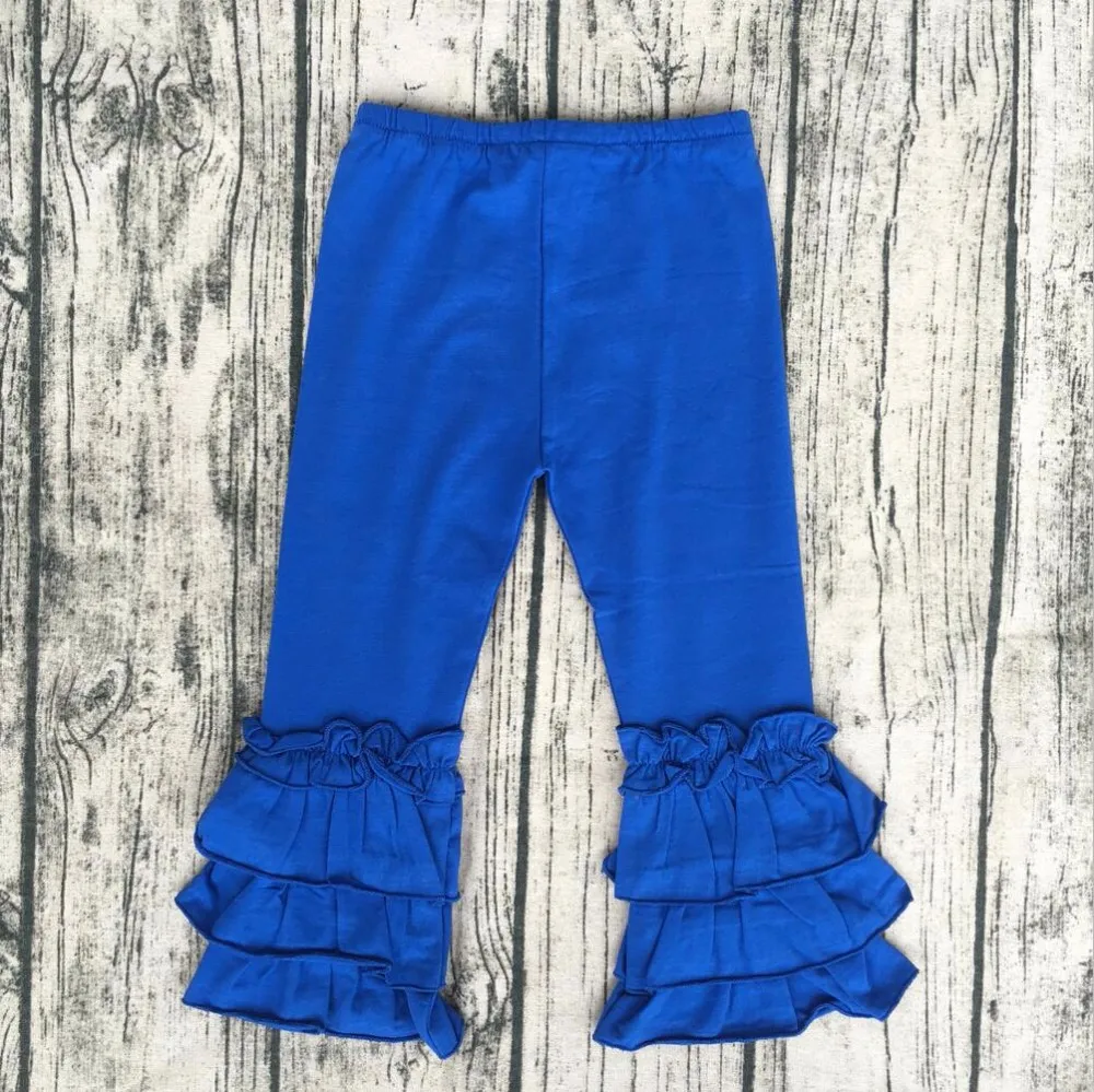 blank Wholesale girls clothing boutique baby ruffle legging kids ROYAL