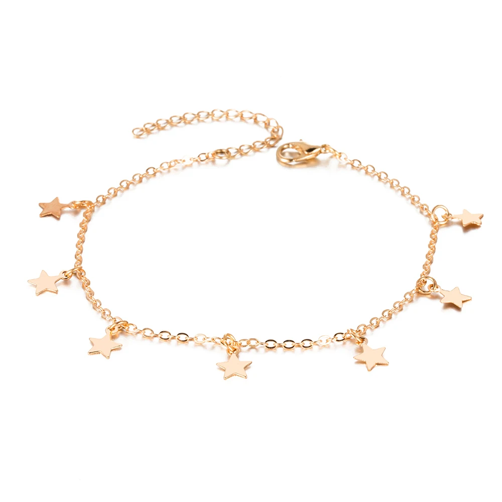 Star Pendant Anklet Female Anklets Barefoot Sandals Foot Chain silver anklet bracelet ankle chains cubic zirconia anklet beads anklet toe foot bracelet fashion accessories For Women Beach Jewelry