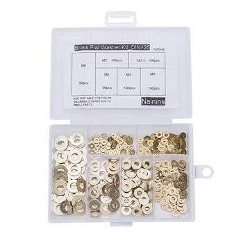 

500Pcs/set DIN125 ISO7089 M2 M2.5 M3 M4 M5 M6 M8 Meson Pad Sheet Metal Collar Brass Flat Washer HW049