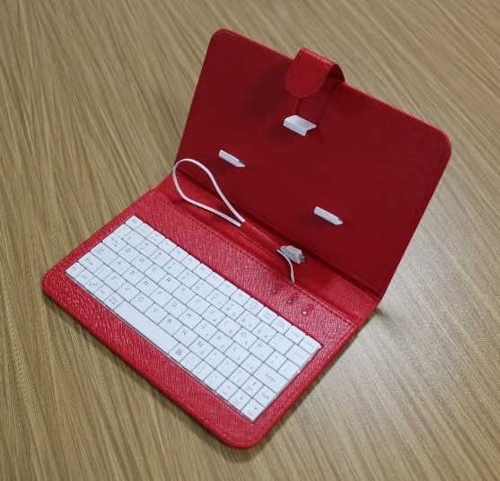 7 цветов кожаный чехол с USB клавиатурой для большинства Android системы мобильного телефона откидная крышка с подставкой Мини Проводная клавиатура - Цвет: red