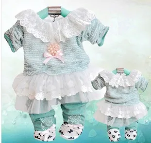 Anlencool/Коллекция года; одежда для маленьких девочек; Осенняя новая Корейская версия новейшего комплекта; одежда для малышей; комплекты одежды для маленьких девочек - Цвет: Green