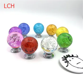 

LCH 30mm Modern European Style Colored Bubble Crystal Ball Knobs Cupboard Handles Door Pull Silver Color Silver base