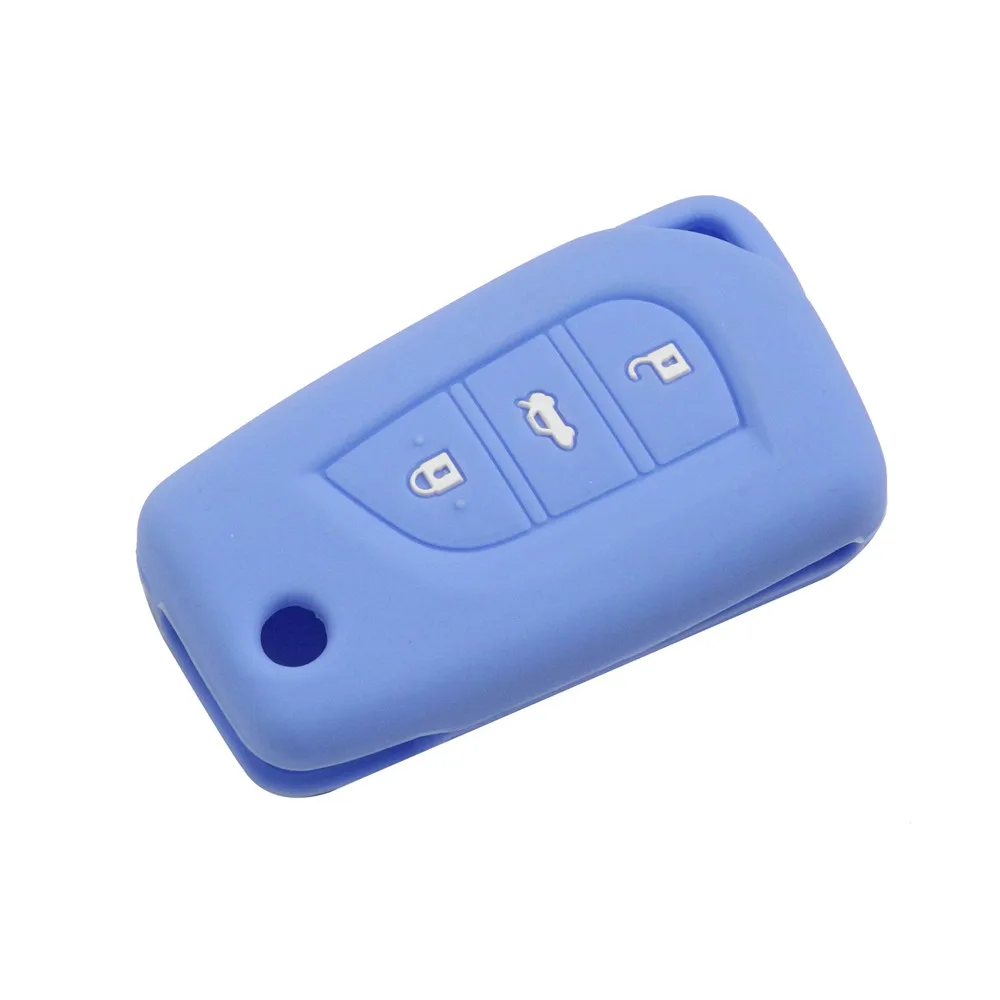 15X 3 кнопки дистанционного силиконовый складывающийся чехол для ключей чехол для Toyota Auris Corolla Avensis, Verso Yaris Aygo Scion TC IM - Цвет: light blue