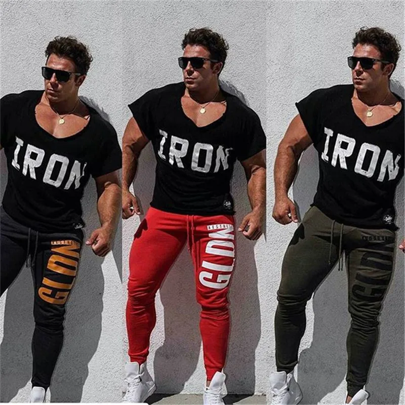 2019 Elasticity Mens Joggers Pants Casual Fashion Bodybuilding Joggers Sweatpants Bottom Printing Pants Men Casual Pants