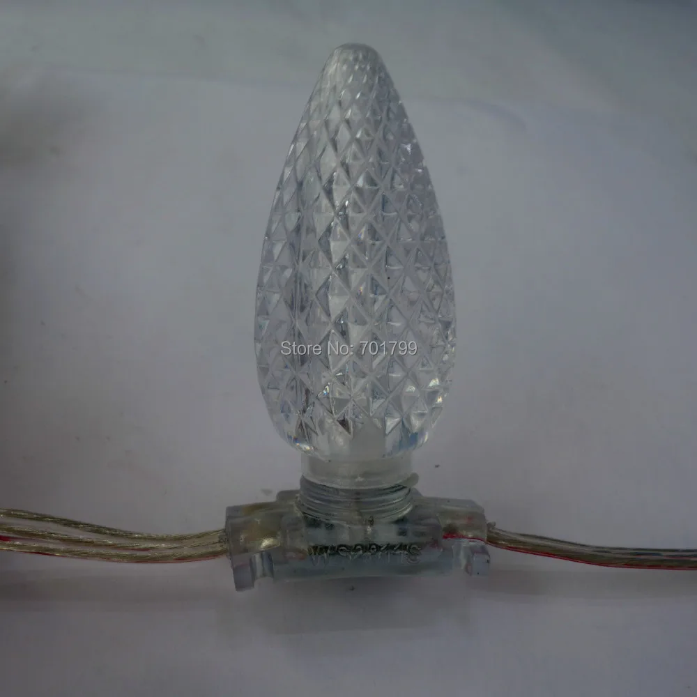 

100nodes C9 DC12V WS2811 LED technicolor pixel;waterproof, full color;with transparent wire;with faceted White C9 lens