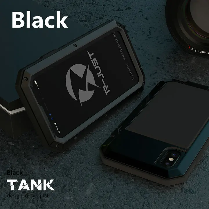 Сверхпрочная защита Doom армированный металлический алюминиевый чехол для телефона для iPhone XR 6S 7 8 Plus Xs 11 Pro max 5S противоударный пылезащитный чехол - Цвет: Black Phone Case