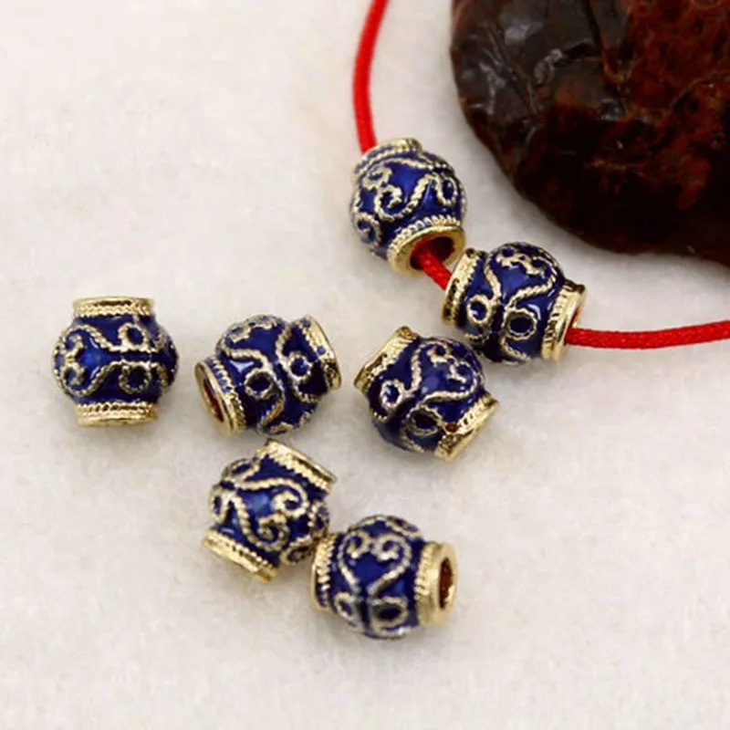 

TJP 5pcs Classical Big Hole Gilt Drum Spacers Beads for Bracelets Necklaces DIY Jewelry Making Findings 7mm