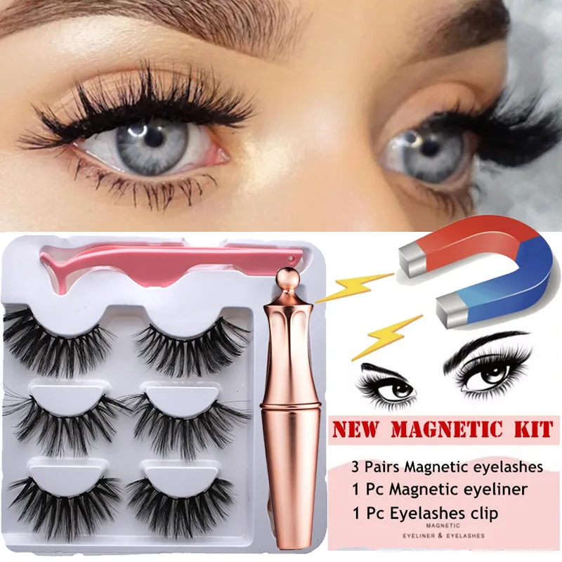 

Magnet Eyelash Magnetic Eyeliner and Eyelashes Extension 3D Natural False Eye Lashes 5D Mink Fake Tweezer Set Eye Makeup Tools