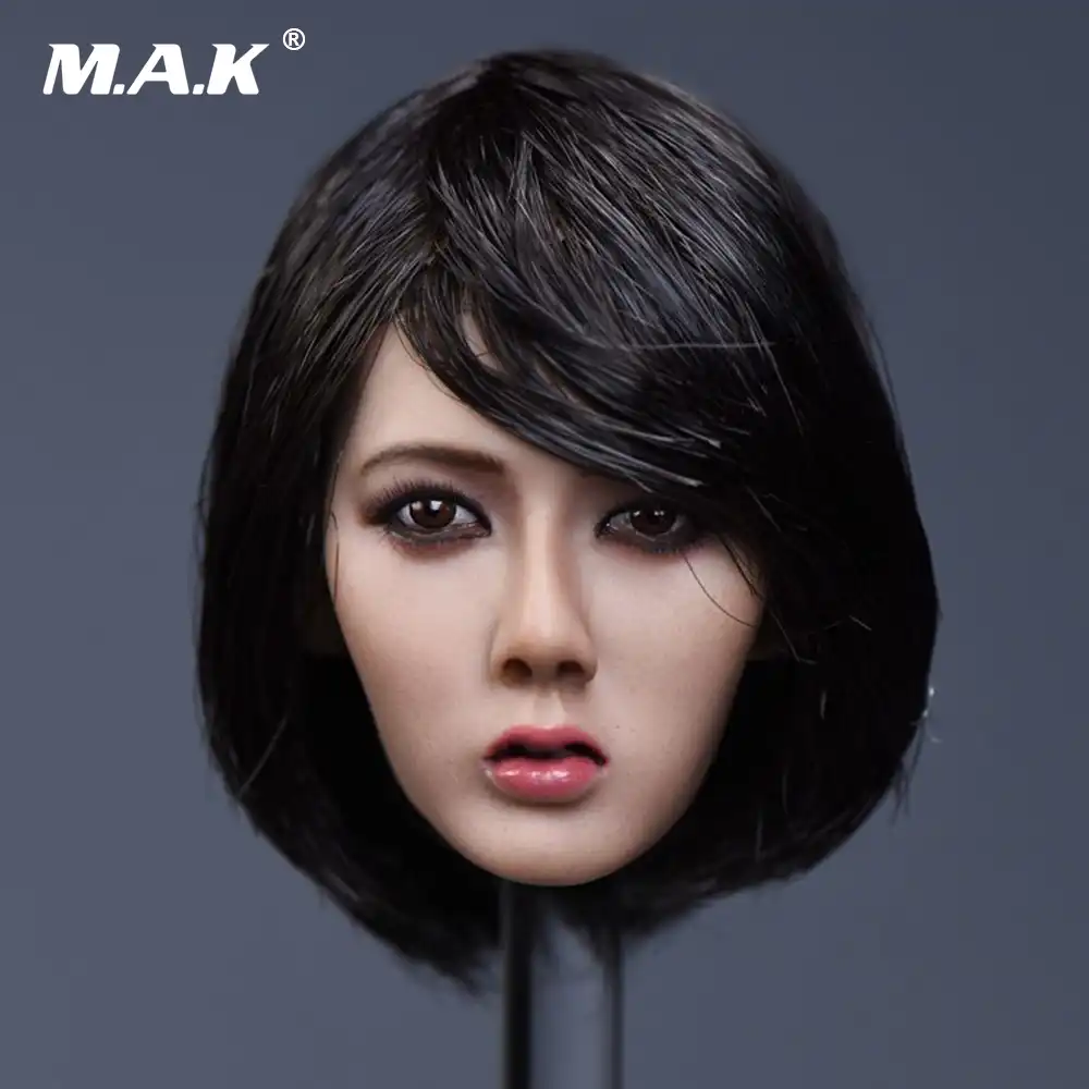 YMTOYS 1//6 YMT020B Black Short Hair Head Sculpt Carving F 12“ Female Body