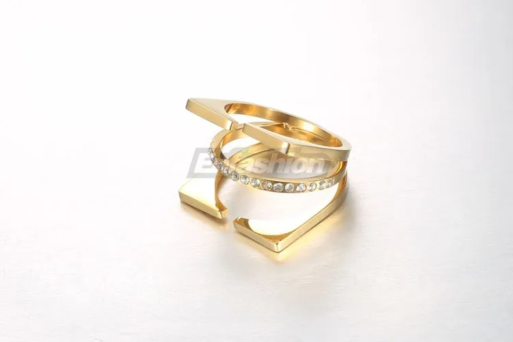 Enfashion, 3 ряда геометрических колец, Золотое кольцо средней длины, кольцо из нержавеющей стали, кольца на кончик пальца для женщин, ювелирные изделия, bigues Anillos