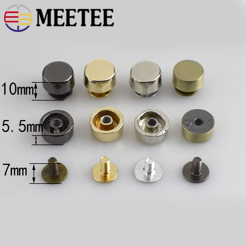 10PCS Metal Rivet Screw For Bags Hardware Handbag Decorative Studs Button Nail Rivet Metal