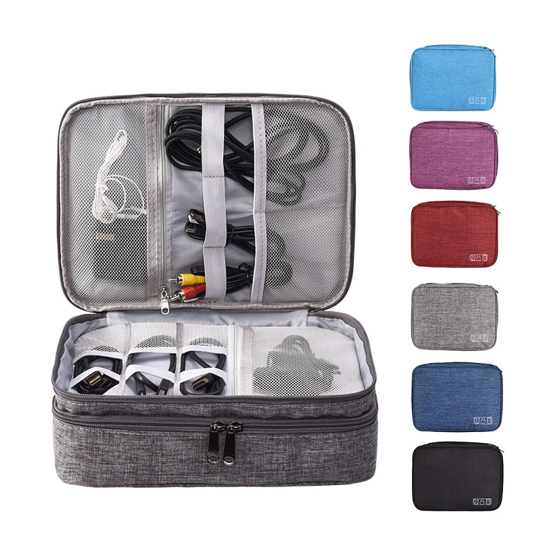 

Travel Bag Mini Suitcase Storage Bag for Camera Cable Headphone Phone Portable Waterproof Large Capacity Briefcase Organizer