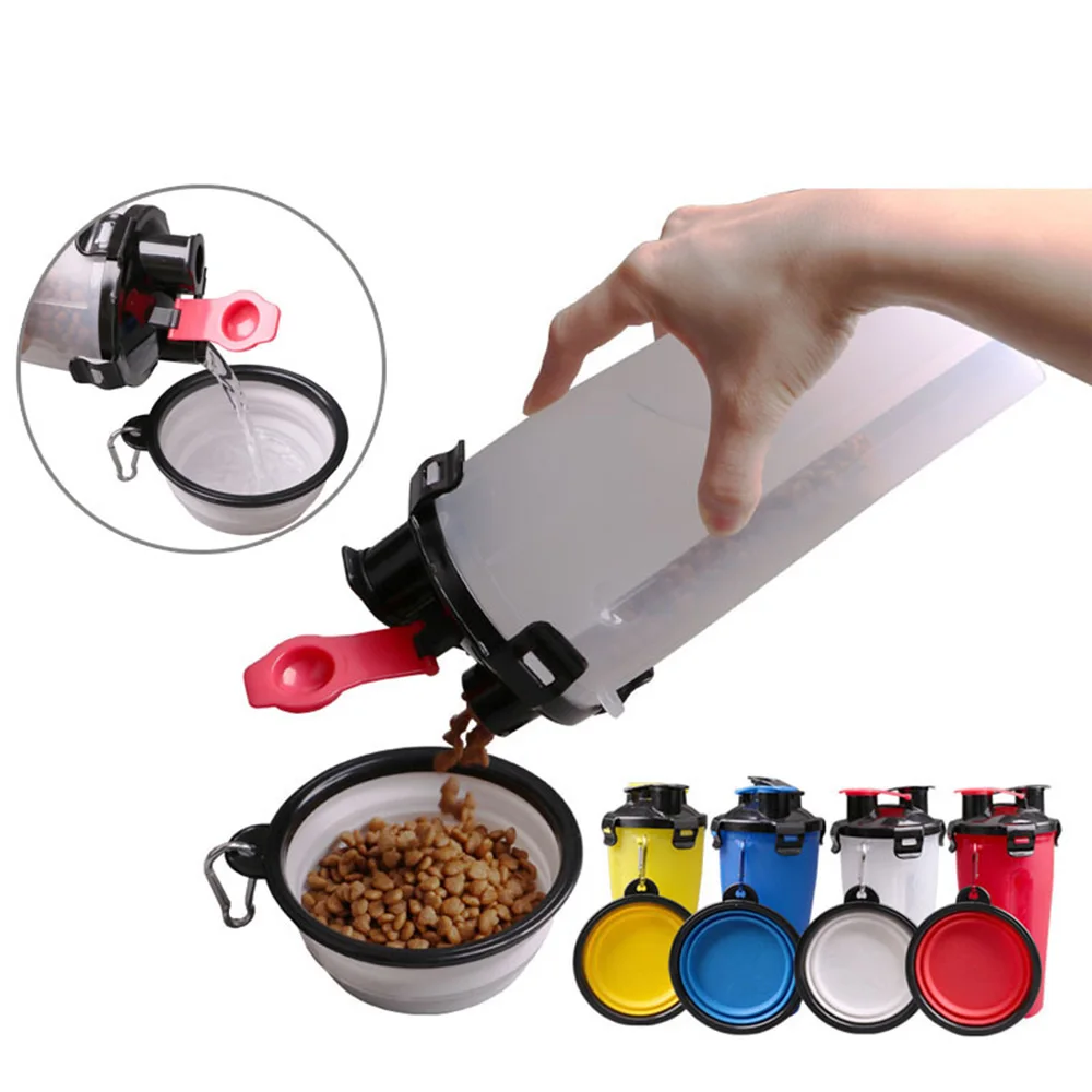 

Dog Bowl 2 In 1 Water And Food Outdoor Dog Feeder Water Bottle For Cat Travel Cup For Pet Foldable Silicone Pet Bowls