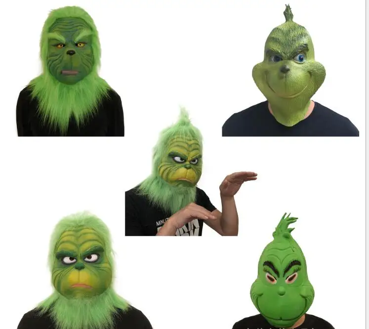 Grinch Косплей Маска чудовище Хэллоуин вечерние аксессуары маскарадные маски