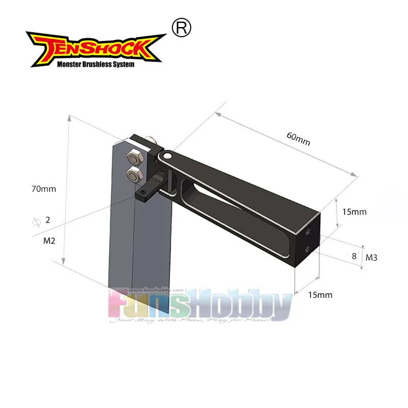 Tenshock руль набор TS-06015D 60 мм для RC модели лодки мини моно TS-06015D