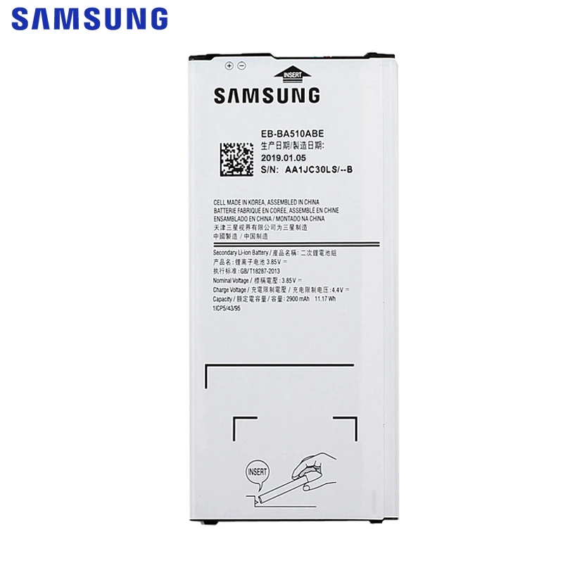 Samsung сменный аккумулятор EB-BA510ABE для samsung Galaxy A5 Edition A510 A510F A5100 EB-BA510ABA 2900 мАч