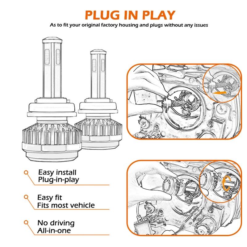 300W 6000K 15000LM H4/9003/HB2 H8/H9/H11 H7 HB3/9005/H10 HB4/9006 Автомобильный светодиодный фары Противотуманные огни 2 шт