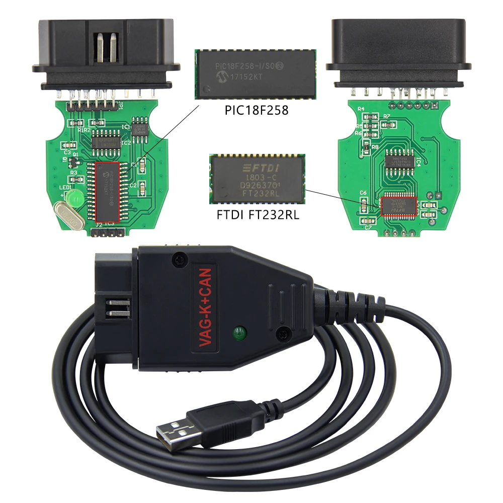 VAG K+ CAN K Can Commander 1,4 PIC18F258 FTDI OBD OBD2 автомобильный диагностический инструмент сканер кабель для Audi для VW коррекция одометра