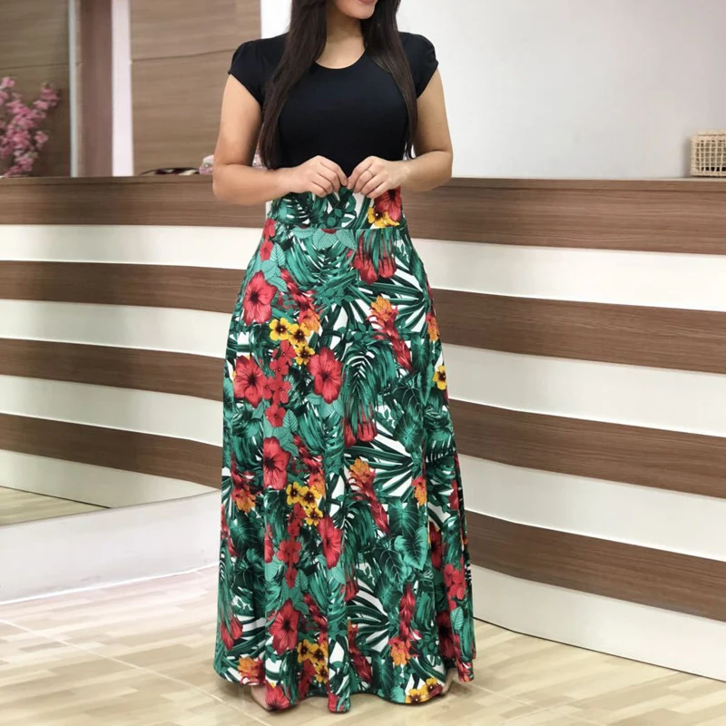 Женский свадебный модный праздничный длинный сарафан с принтом стильный пляжный