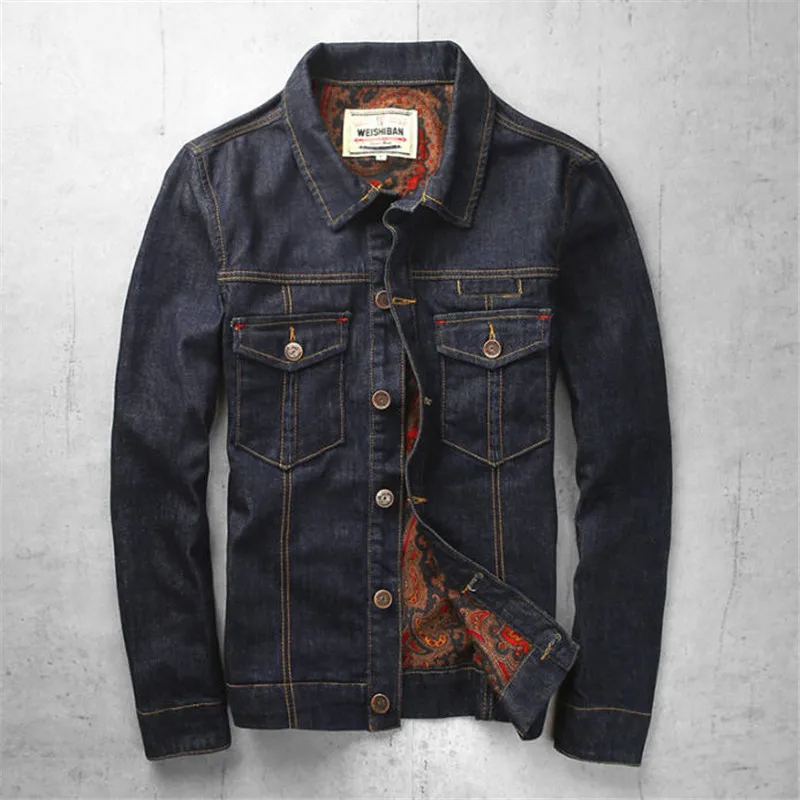 

2019 New Men Denim Jacket Spring Autumn Casual Slim Vintage Cotton Plus Size Pockets Denim Jackets Motorcycle Jeans Coat A3318