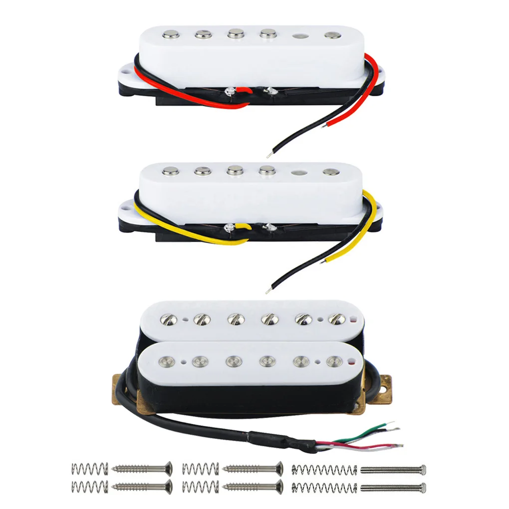 FLEOR 3pcs Ceramic Guitar Single Coil & Double Coil Humbucker Pickup Electric Guitar Neck