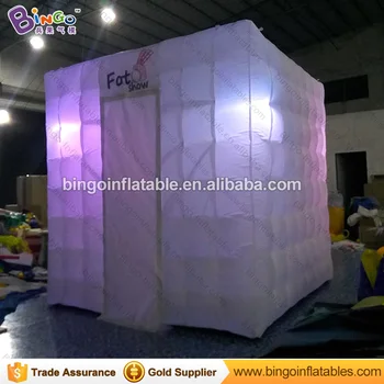 

Promotional tent type 2.4X2.4X2.4 M LED lighiting inflatable photo booth with blower HOT customized logo printing photo booth