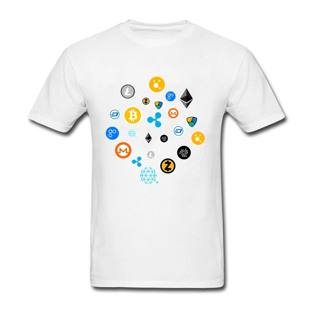 Bitcoin Litecoin Dash Zcash Ethereum Monero Ripple Camisa Summer Men's T Shirt Short Sleeve Cotton O-neck Cryptocurrency T Shirt