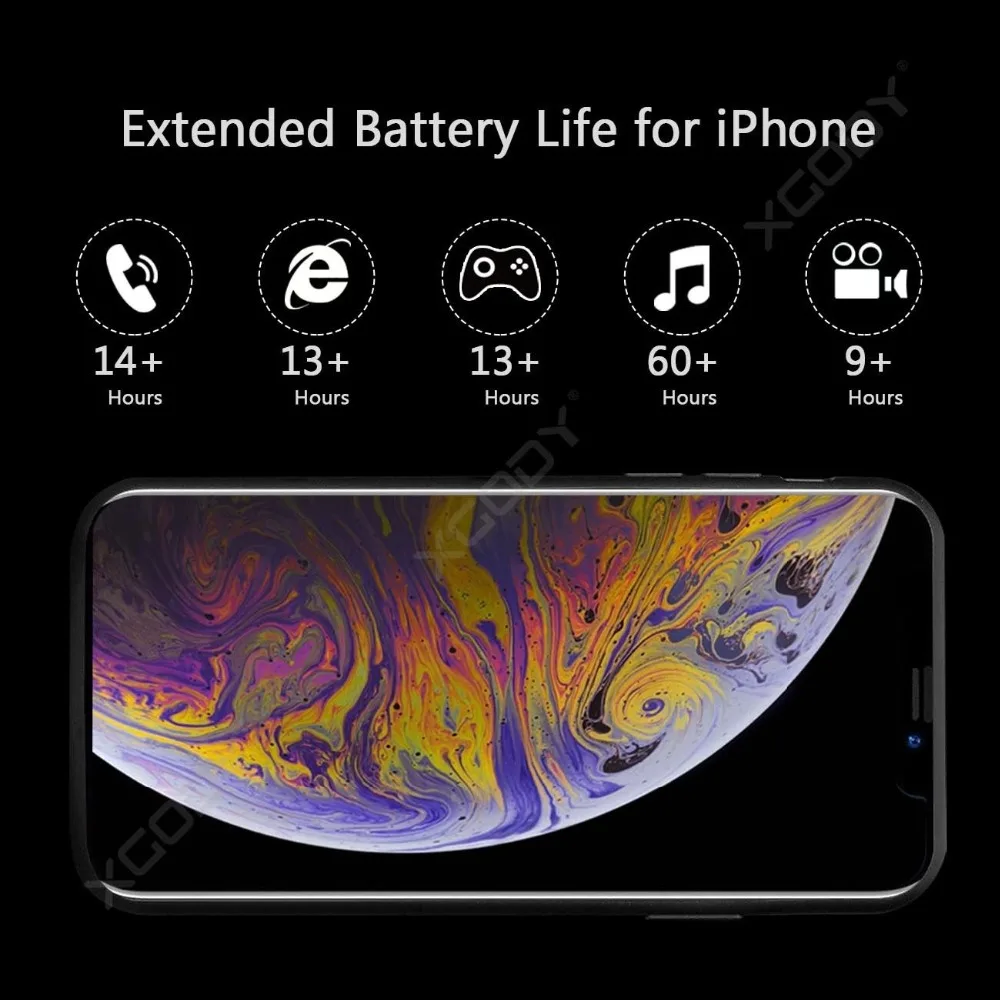 Умный зарядный чехол XGODY 5000 мАч для iphone XR XSMAX внешнего аккумулятора запасной