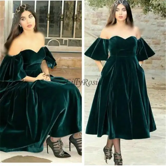 green velvet evening dress