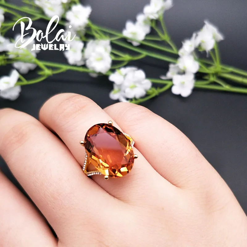 Bolai 925 color change ring 12ct zultanite yellow gold tone gemstone sterling silver created diaspore solitaire rings for women