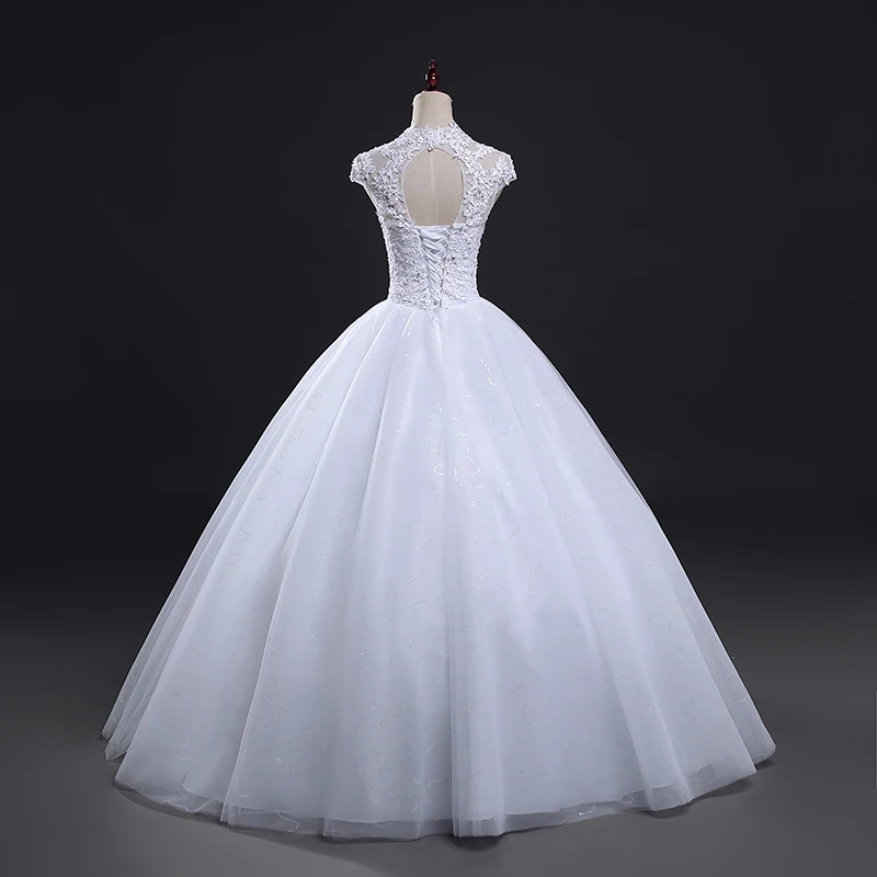 Fansmile/; Robe De Mariage; кружевное бальное платье принцессы с короткими рукавами; свадебное платье на заказ; Vestido De Noiva FSM-579F