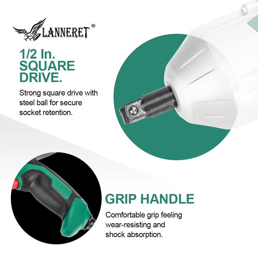LANNERET 450W Corded 1/2" Electric Impact Wrench Gun 380N.m Max Torque,Two-Direction Rocker Switch,2 Sockets 17/19mm,21/23mm LANNERET 450W Corded 1/2" Electric Impact Wrench Gun 380N.m Max Torque,Two-Direction Rocker Switch,2 Sockets 17/19mm,21/23mm