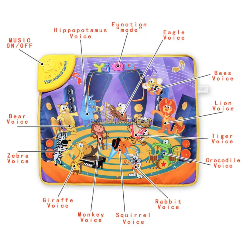 Детский музыкальный ковер, тканевый игровой коврик с животными, Звуковая электронная игрушка, игровые коврики, развивающий ковер, обучающая игрушка, 3 стиля