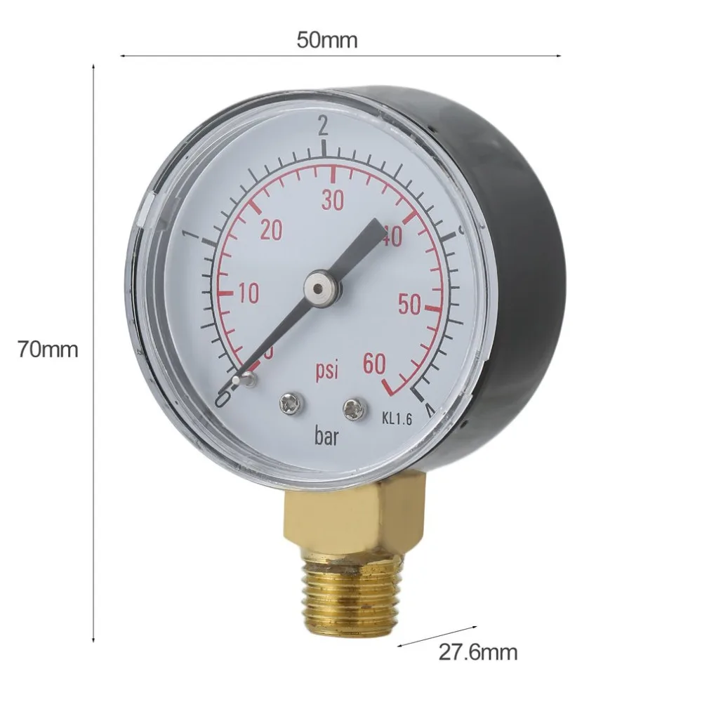 Манометры практичный бассейн спа фильтр манометр для воды мини 0-60 PSI 0-4 бар Боковое крепление 1/4 дюймов Трубная резьба TS-50