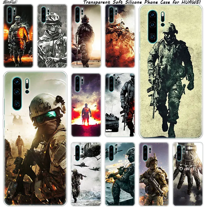 

Hot Army soldier Soft Silicone Phone Case for Huawei P30 P20 Pro P10 P9 P8 Lite 2017 P Smart Z Plus 2019 NOVA 3 3i Fashion Cover