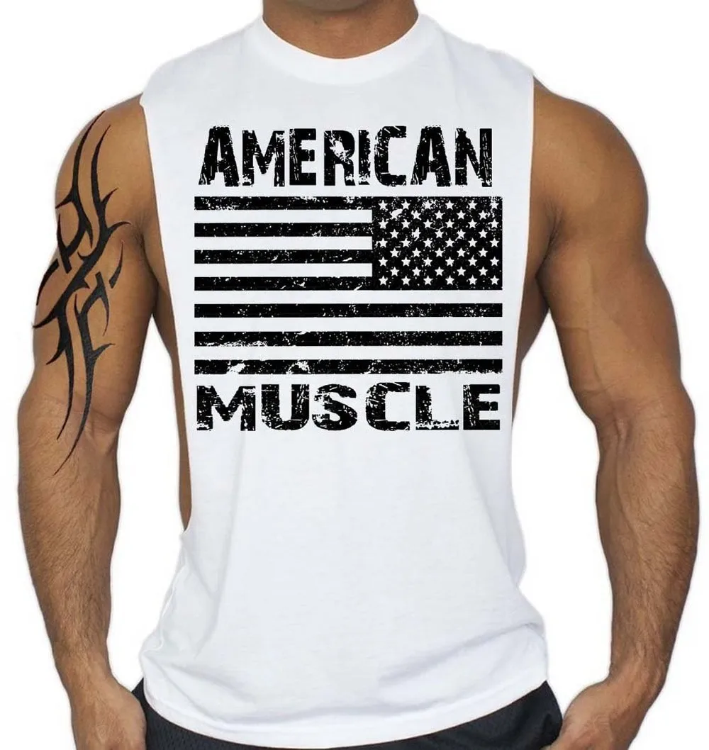 American Flag Design Fitness Men Tank Top Bodybuilding gyms clothing