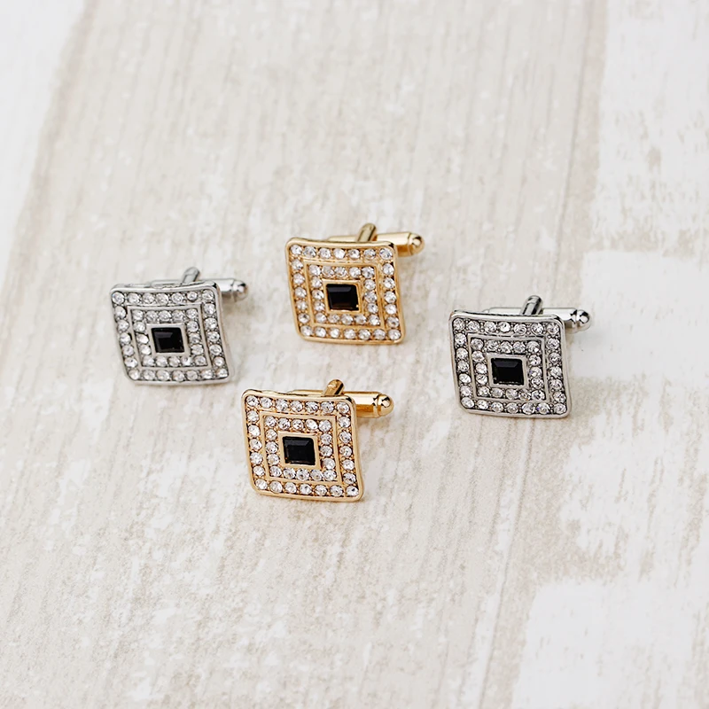 Cufflinks For Men Women Novelty Classic Crystal Rhinestone Cufflink for Men Shirt Wedding Gifts Bling CZ Cuff Links Jewelry