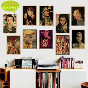 

Rapper Lil Peep poster Kraft Paper Wall Stickers Vintage Poster Quality For Living Room Home Decor