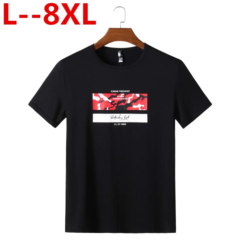Плюс 8XL 6XL 5XL лето с буквенным принтом Camiseta Мужская футболка с круглым вырезом фитнес одежда мягкая дышащая повседневная мужская футболка