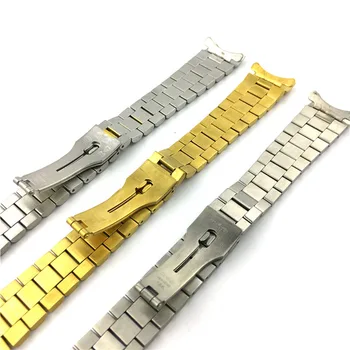 

20mm Wrist Band Watch Strap Solid Stainless Steel Curved End President Spare Bracelet Watchbands 18 cm Length Gold Silver w-Logo