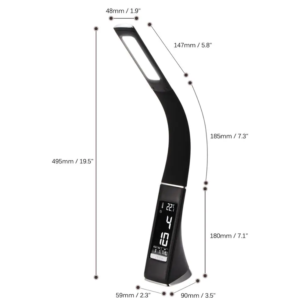 5 Вт светодиодный сенсорный настольная лампа Регулируемая лампа Настольный светильник будильник Календарь Отображение температуры времени 3 уровня яркости