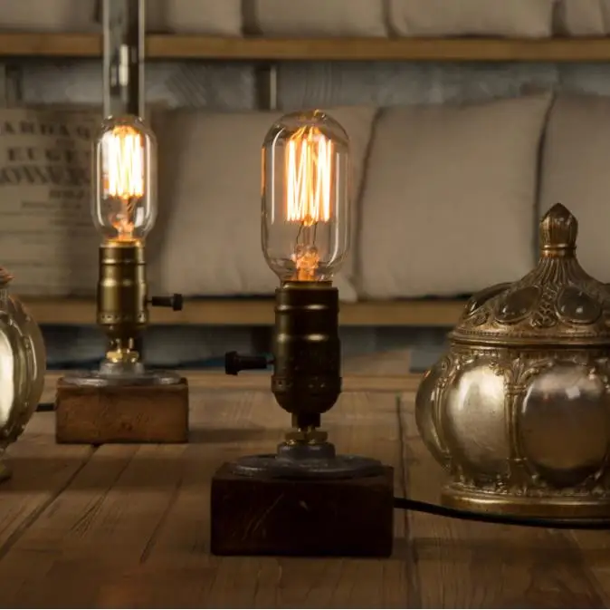 Диммер винтажный промышленный Декор настольная лампа Эдисона деревянная настольная лампа домашний декор в стиле ретро освещение античный ночник художественный дисплей