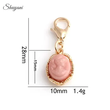 

28*10mm Fashion Gold Color Resin Beauty Head Lady Cameo Charms Pendant for Bracelet Jewelry Finding DIY Handmade Craft