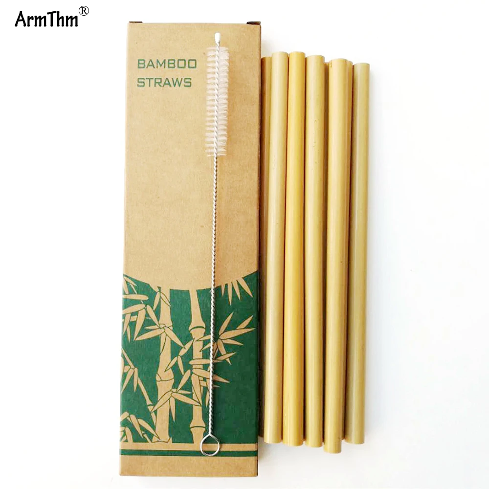 

10pcs/set Bamboo Drinking Straws Reusable Natural Wood Straw Eco-Friendly Party Kitchen + Clean Brush for wholesale